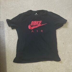 Nike Men Black Tee with Vibrant Red Air Logo